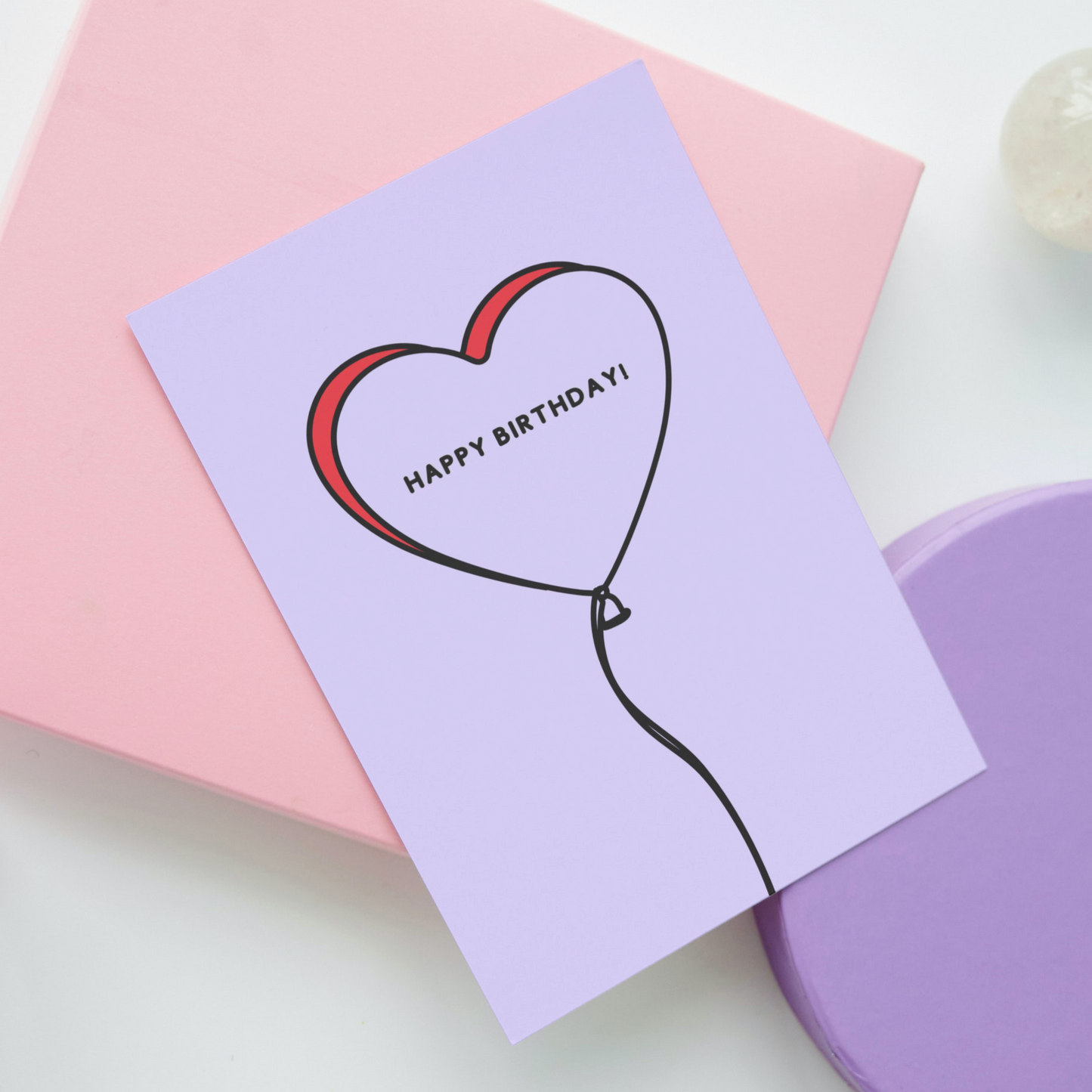 "Happy Birthday!" Heart Ballon - Personalised Gift Note Card